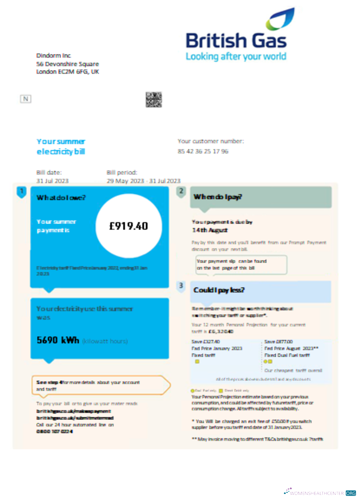 Download British gas electricity utility business bill SCR Photoshop template